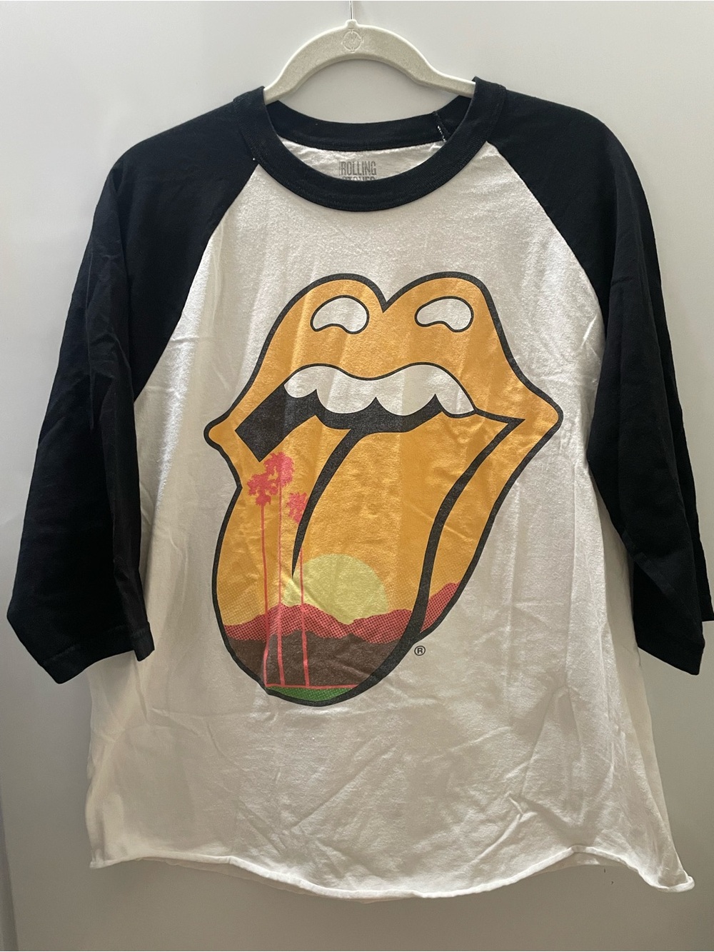 The Rolling Stones 2016 White Black Baseball 3/4 Sleeve Tee in the desert Sz XL